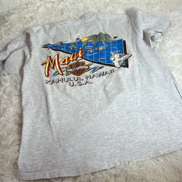 Harley Davidson Maui Hawaii Gray T-Shirt Tee-Vintage-Single Stitch-Unisex-90s-L - Picture 2 of 6
